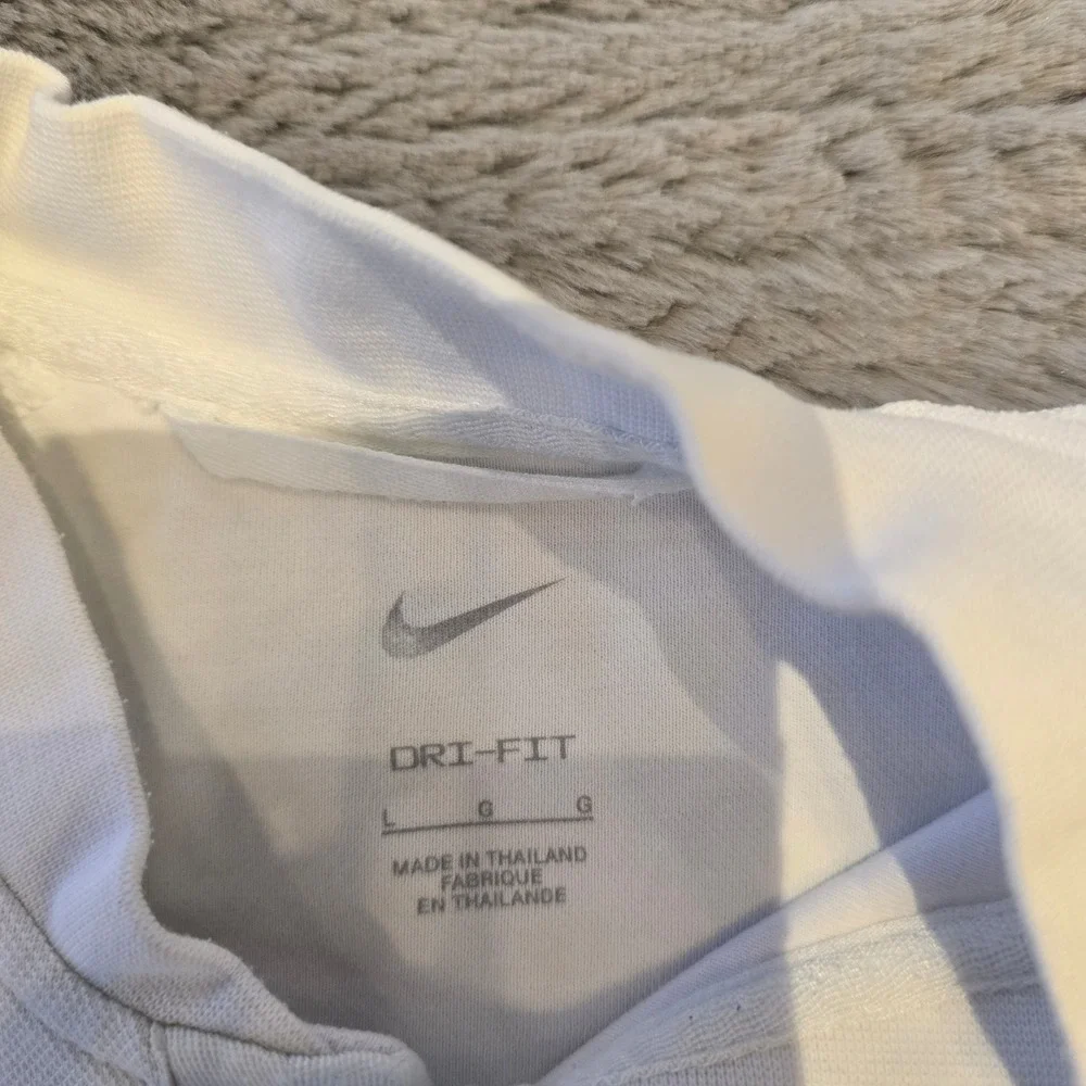Nike Court Dri-FIT Long Sleeve Tennis Shirt Mens Large White Navy Stripe Henley